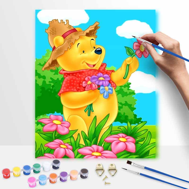 Disney Winnie the Pooh Oil Painting Kit, Hand Painting Canvas DIY Home Decor 139 Characters