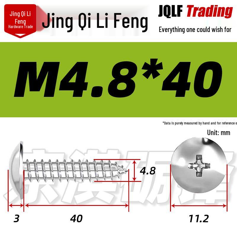 Flat Head Phillips Stainless Steel Self-Tapping Screw M3-M5 for Furniture and Wood.