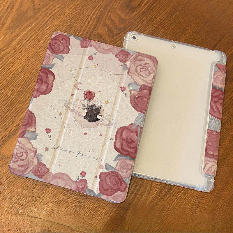 

Для iPad Pro 12,9 21/20/19 Rose Planet Air4/5 10,9 Air 3 10,5 Air2/1 2017/2018 Gen5/6 9,7 Силиконовый защитный чехол с откидной подставкой и гнездом для ручки iPad 2021 Gen9（10.2）