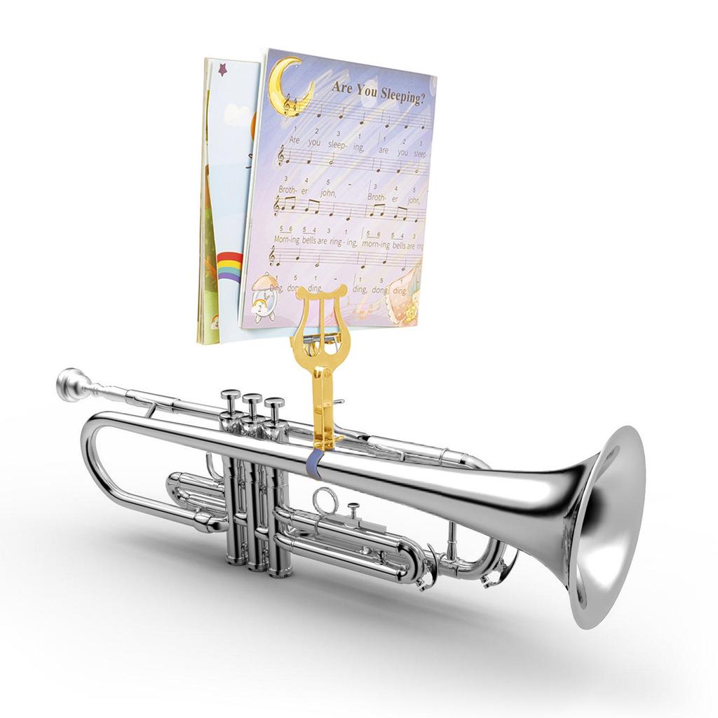 Trumpet Trombone Sheet Music Clip Marchings Bands Holder Trumpet Lyre Clamp Metal Music Stand for Practicing Beginners