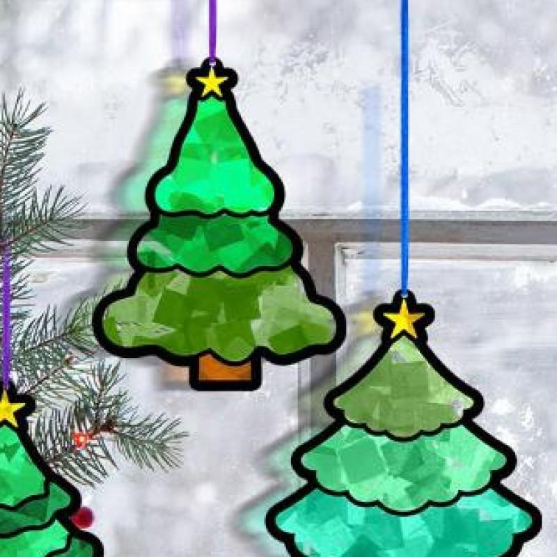 

32 Pcs DIY Xmas Tree Shaped Suncatchers Xmas Tree Suncatchers Crafts for Christmas Holiday Home Window Art Decor China Mainland