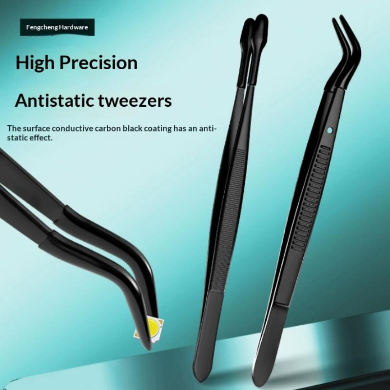 2/3/5Pcs Tweezers With Rubber Tips Stamp Clip False Eyelash Tweezers Rubber Pvc Flat Tip Bent Tip Tweezers Clamping Tool