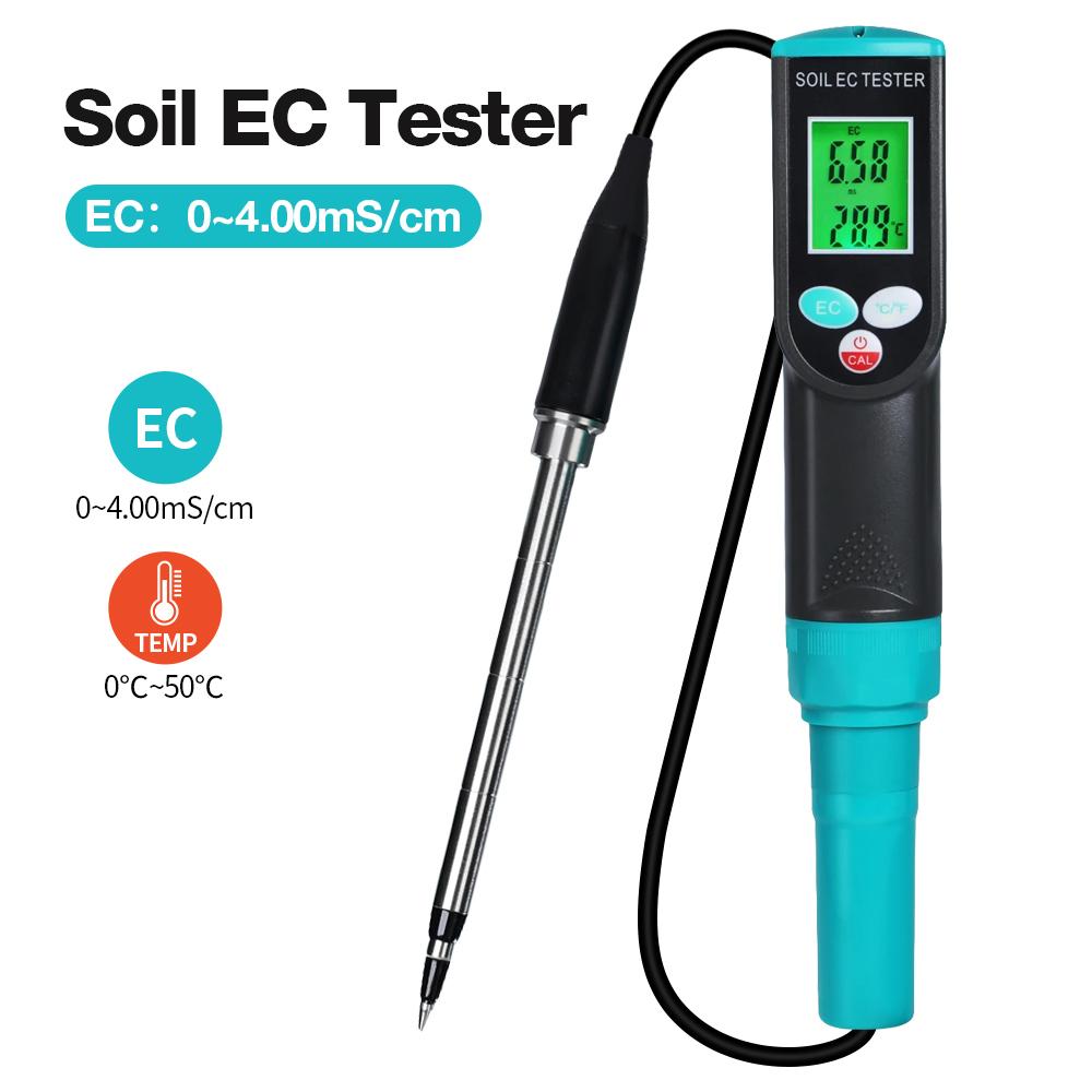 

Ручной тестер почвы Цифровой измеритель EC почвы Монитор EC и температуры почвы 0-10 мс/см Детектор EC почвы для сада горшечных растений