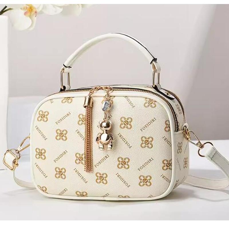 Damen quadratische PU-Leder Taschen Schultertaschen mit 2-lagigen Reißverschlüssen hochwertige Umhängetaschen Mode