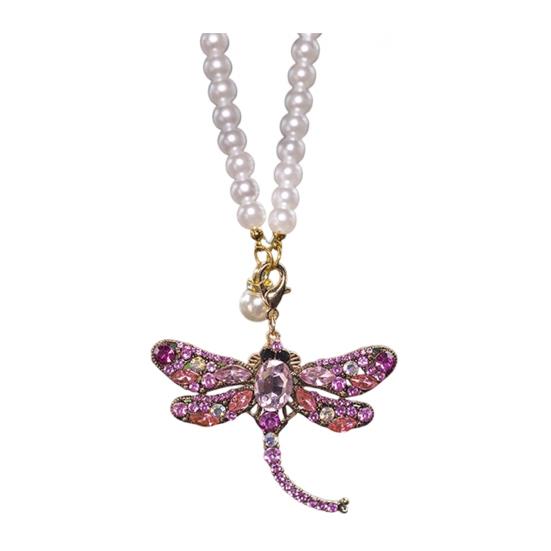 Rhinestone Dragonfly Car Hanging Ornament Bling Rearview Mirror Pendant for Vehicle Sparkling Interior Decoration розовый