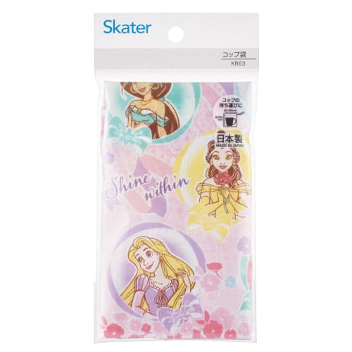 Skater Kids' Lunch Box and Cup Bag, Made in Japan, Disney Princess Design, Size 25, Girls, KB63-A