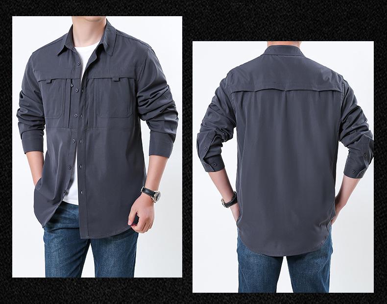 Men's Outdoor Quick Dry Tactical Shirt - Long Sleeve, Breathable, Elastic, Multi-Pocket
