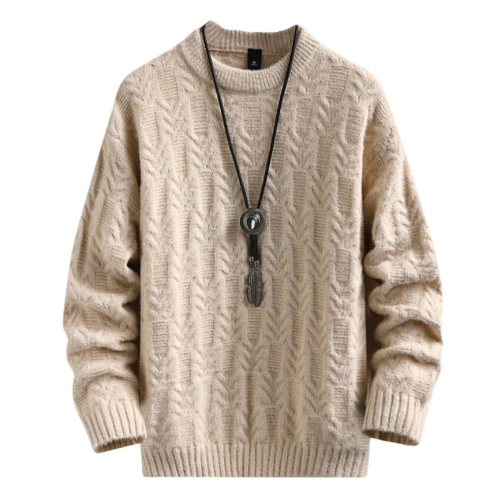 

GUTHONG Knit Winter Crew Cable Long Cold Solid Stretch Knit Sweater for and Size M Men s Sweater, Neck, Knit, Sleeve, Thick, Warm, Weather, Color,
