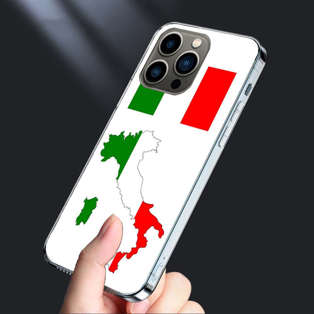 Italy Flag Phone Case For Iphone 16E 15 Pro 14 Plus 17E 16 17 Pro Max Air 11 12 13 Mini Shockproof Capa Cute Cover TPU Clear