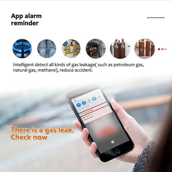 Tuya Smart Combustible Wifi Gas Leak Detector with Temperature Sensor LCD Display