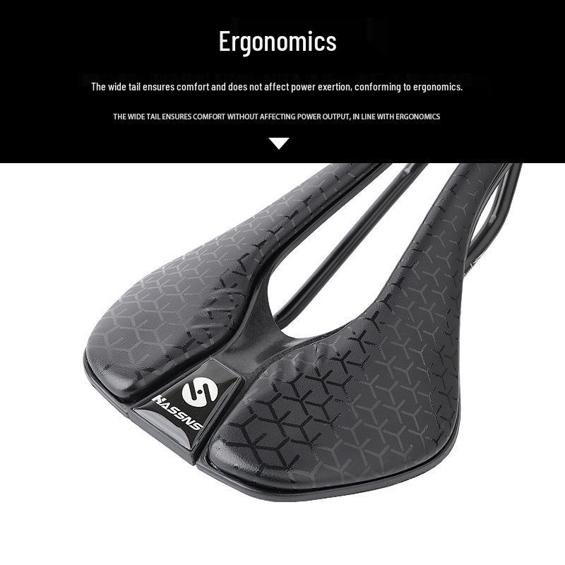 HASSNS Lightweight Mountain & Road Bike Saddle - Comfortable, Breathable Microfiber Leather with Hollow Design.
