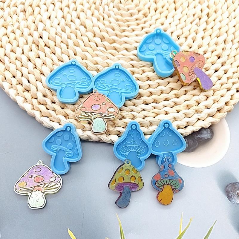 Unique Earring Molds Mushroom Earring Silicone Molds with Hole Resin Casting Molds for DIY Women Fashion Jewellery