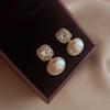 Vintage Pearl Stud Earrings - Luxurious Ear Accessories with Simple and Elegant Style - Zirconium Stone Silver Hook Earrings
