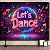 Vibrant Disco Dance Party Backdrop with Music Notes for Photo Booth