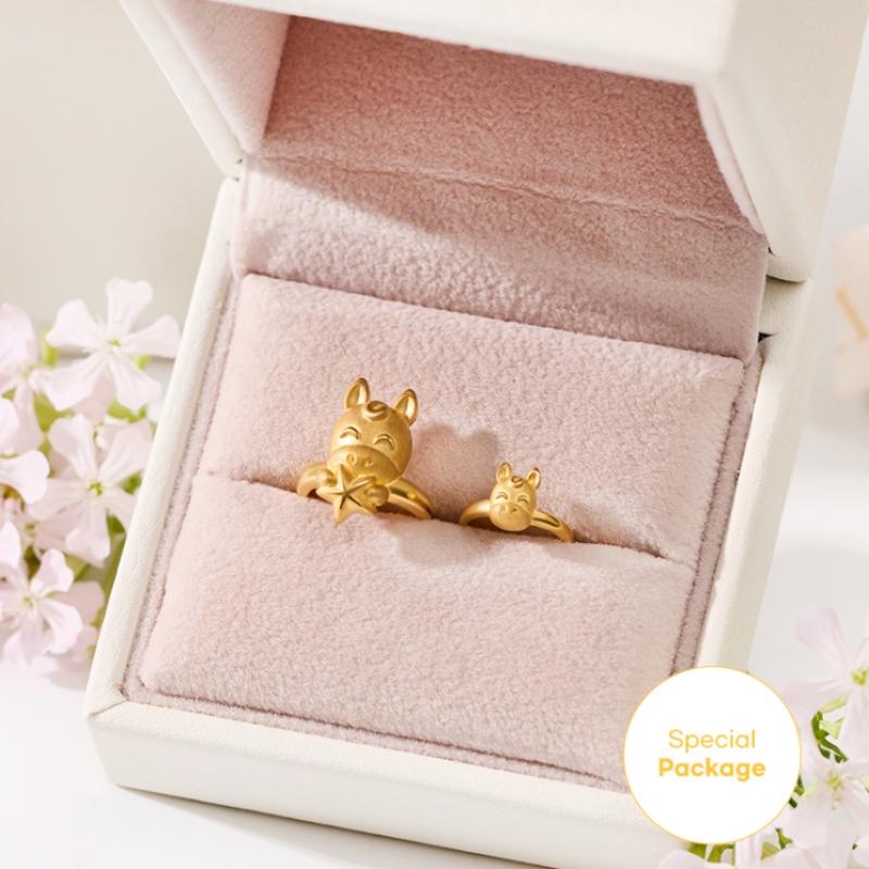 Porti Solid Gold 24k 1.875g Horse Zodiac Star Ring