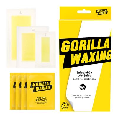 Gorilla Waxing Strip 'n Go Wax Strips & Afterwaxing Serum Tissues 28 Sheets