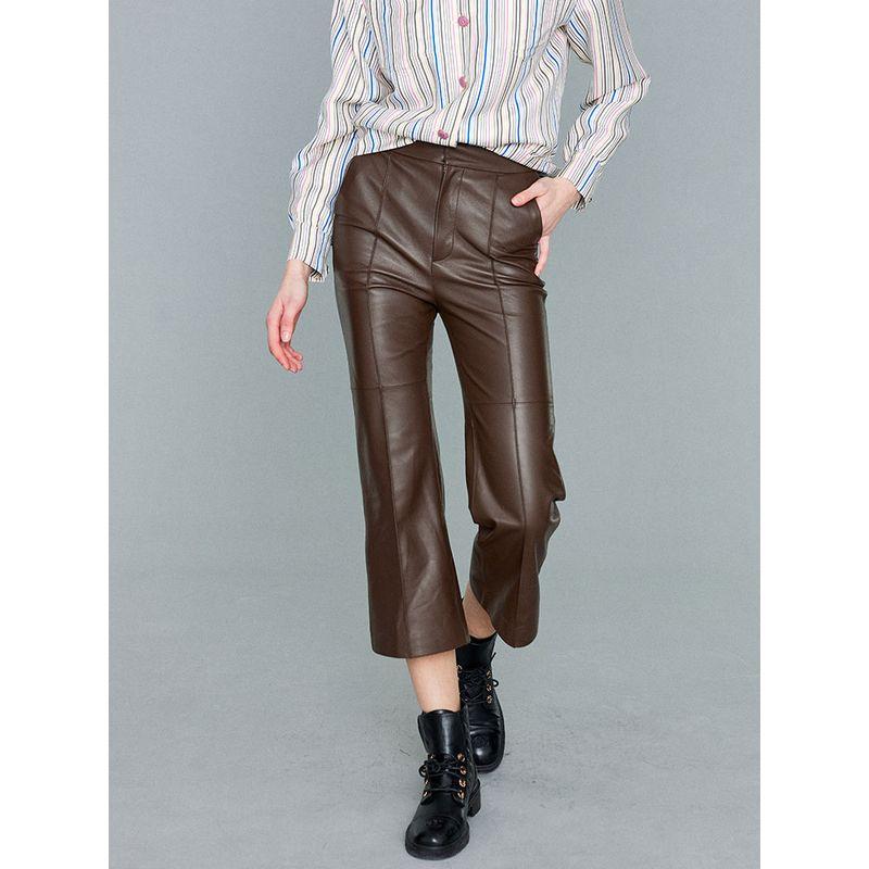 

Blacknini Yin Huafu Grade A Matte Sheepskin Split Slightly Leather Pants Brown L