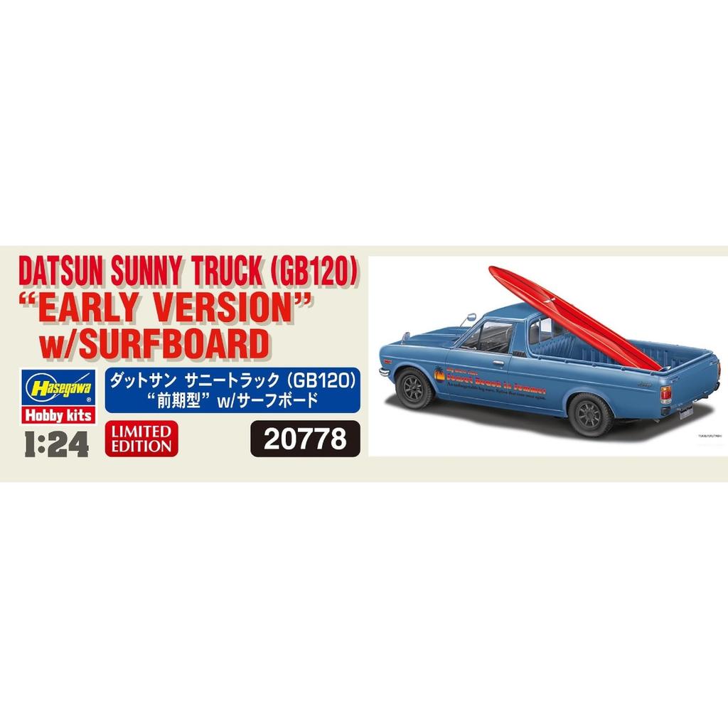 Hasegawa Datsun Sunny Truck Early Model with Surfboard Plastic Model Kit 20778 1/24 (GB120) (Car)
