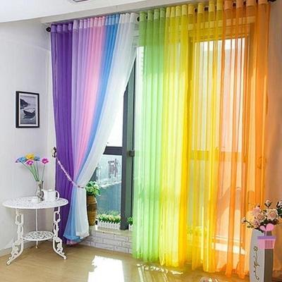 100*200cm wystrój domu cukierki kolor ekrany okienne salon sypialnia zaciemnienie przezroczysta gaza tiul w stylu księżniczki zasłona Panel przezroczysty szalik dzielnik