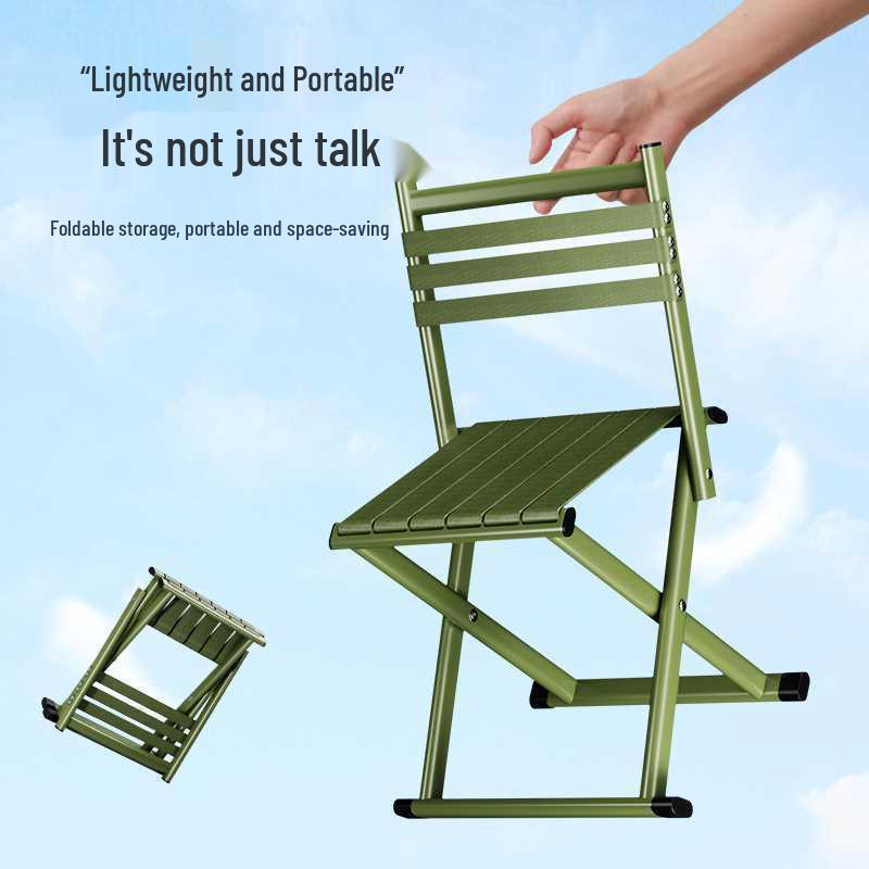 Portable Ultralight Folding Stool with Backrest - Dual-Use for Camping, Fishing, and Barbecue
