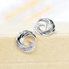 Swirl Wave Stud Earrings for Women Elegant Gold Tone Paved Stone Earrings for Daily and Special Occasions