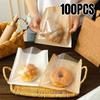 100Pcs Half Clear Plastic Kraft Bread Bag Individual Croissant Loaf Bread Donut Pandesal Pastry Bag