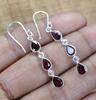 Solid 925 Sterling Silver Garnet Gemstone Handmade Birthstone Earrings Gift For Her