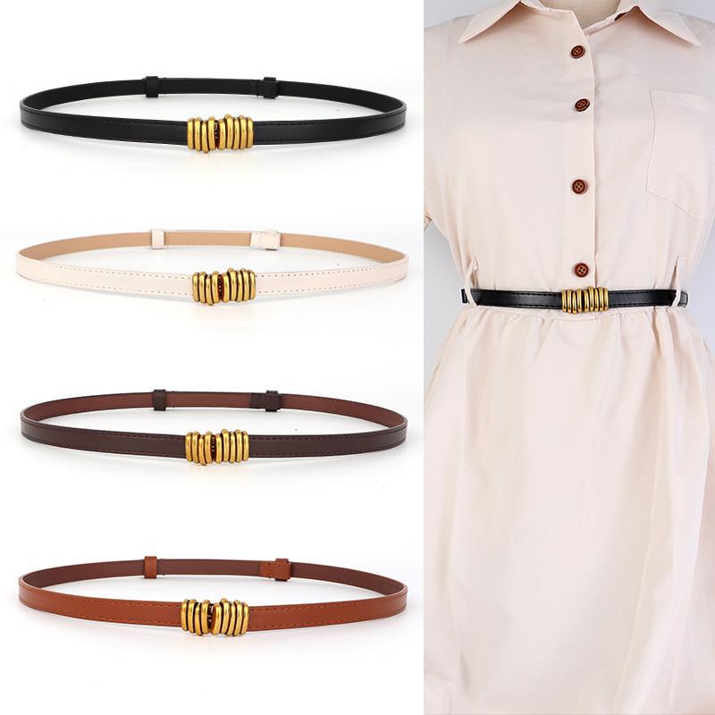 Women Chic Waist Belt Pu Leather With Thread Coupling Design For Casual Dressing