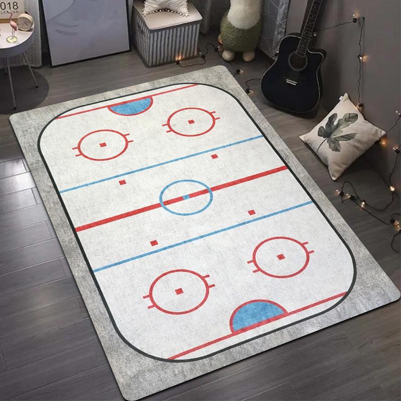 

Abstract Hockey Rink Design Doormat, Polyester Non-Slip Machine Washable Rug Living Room Bedroom Office Entryway Sports Decor 40x60cm
