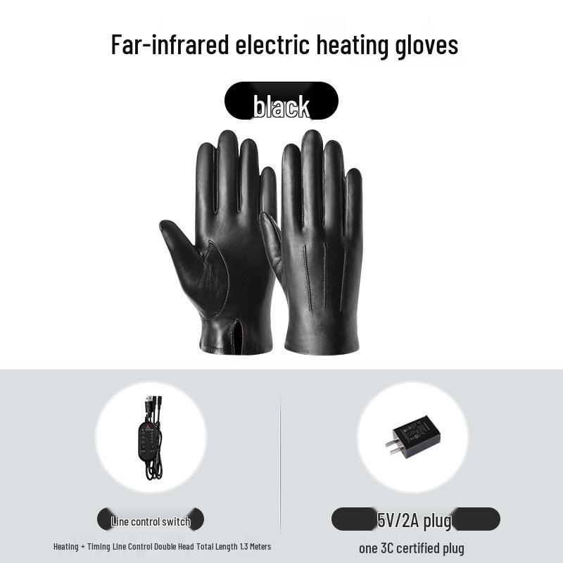 

USB Heated Gloves for Men - Electric Motorcycle & Bicycle Winter Thermal Leather Cotton Warmth M