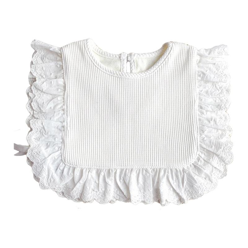 Korean Style Toddler Kids Lace Floral Bibs Cute Hollow Out False Collar Children Clothes Accessiory Pure Color Baby Girls Cotton