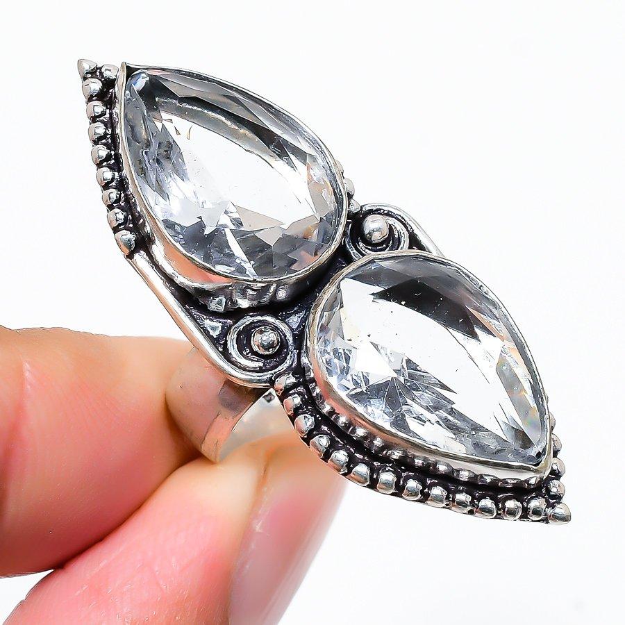 

Ювелирное кольцо из стерлингового серебра 925 пробы с белым топазом, размер 6 K9T93