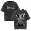 2026 summer Anime Kaiju No.8 Oversized T-shirt, Kafka Hibino Monster Form Print Casual Streetwear Washed Black Tee