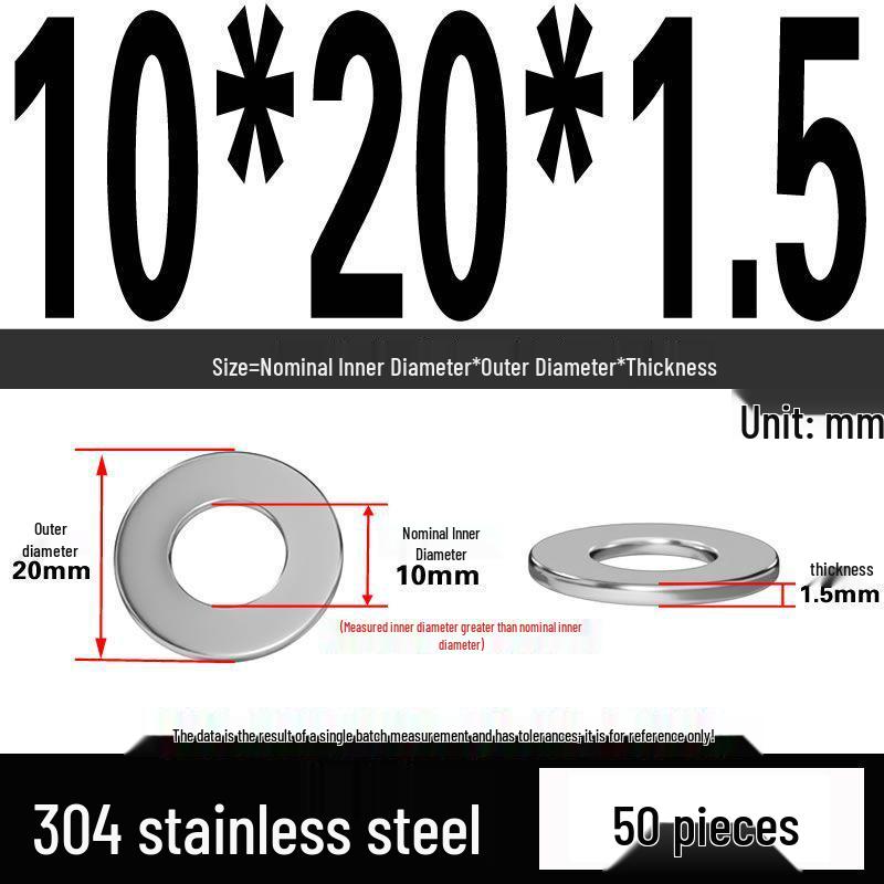 Thickened 304 Stainless Steel Flat Washer Spacer (M2-M36)