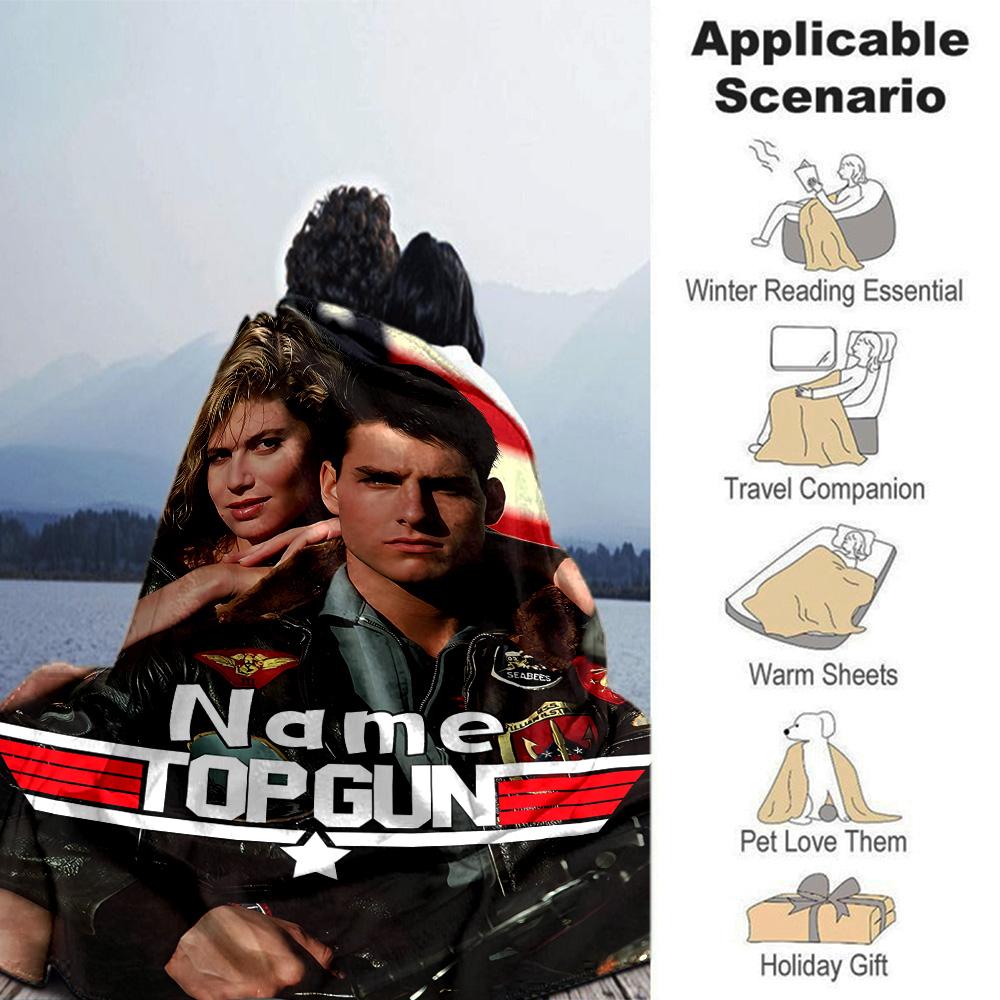 Customiz Name Personality Top Gun Maverick Blanket Soft &Warm Sofa Office Bed Travel Lunch Break Blanket, Gift Suitable All Seasons