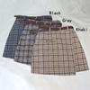 Autumn Sweet High Waist A-line Mini Skirt Chic Sashes  Irregular Lady Skirt Vintage Casual Women Plaid Skirt