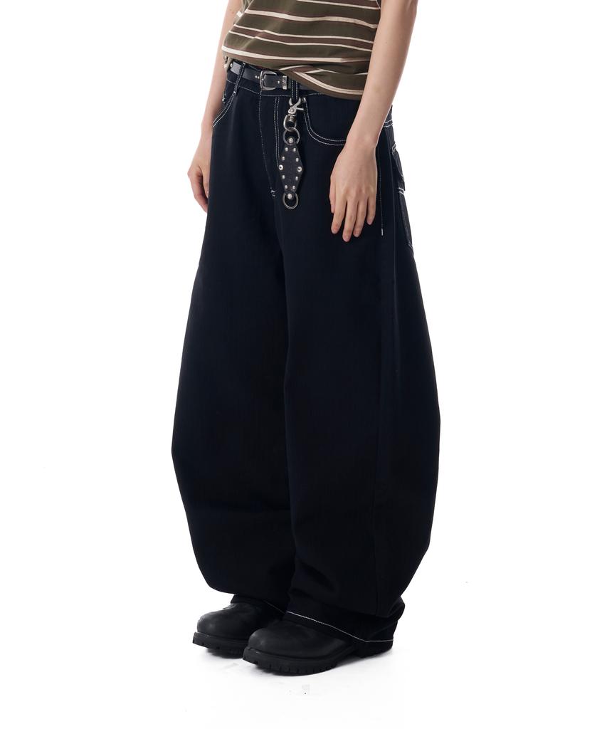 AAKAM Cinch Back Cotton Pants (Black)