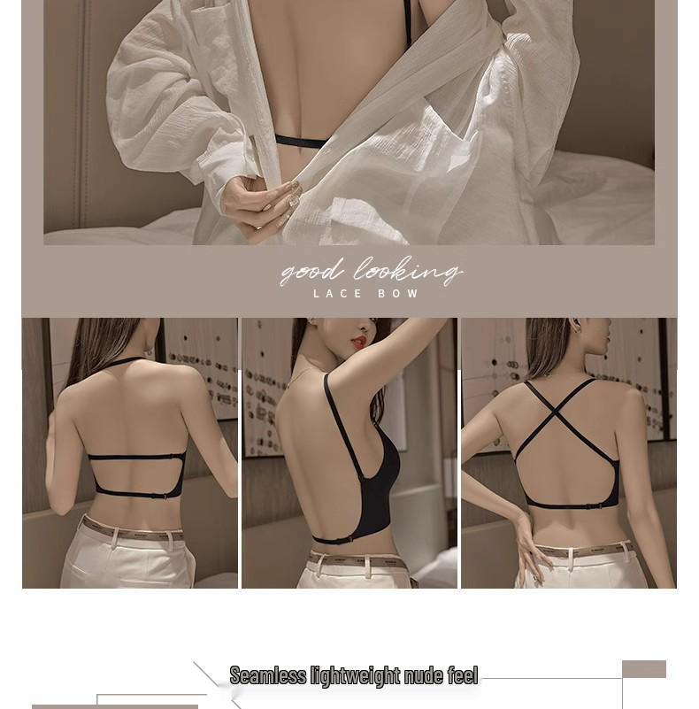 Elegant U-Shaped Backless Bra with Built-In Pads - Seamless Gathered Vest for Small-Chested Women.