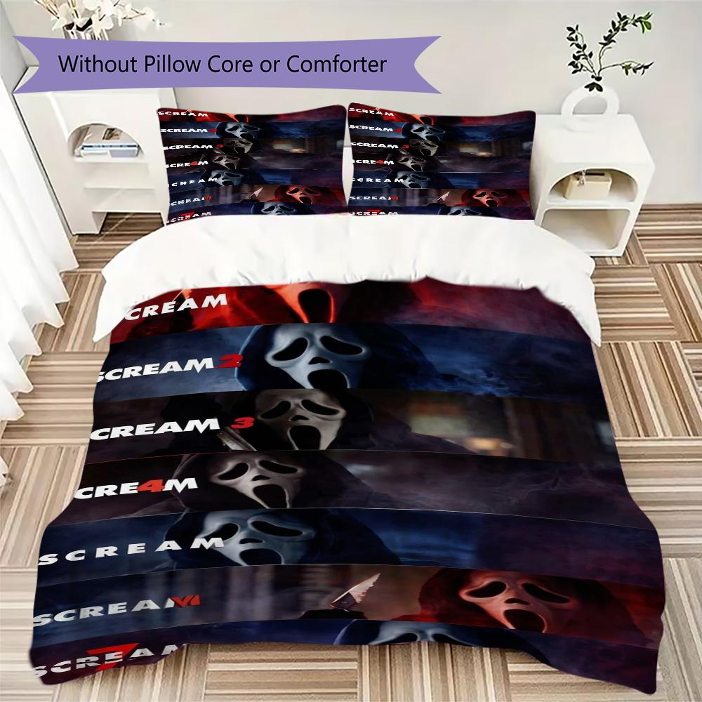 Scream Pattern Bedding uilt Set uilt Cover Pillowcase Home Decoration Birthday Gift (1 * duvet cover + 2 * pillowcase without core)
