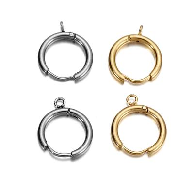 10pcs Stainless Steel Gold Huggie Earring Hooks with Loop Round Ear Post with Open Jump Ring for DIY Jewelry Components