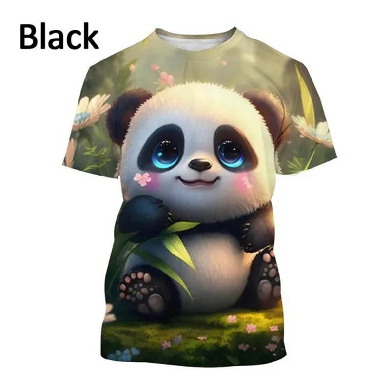 Summer Cute Panda 3D Printed Casual Short Sleeve T-Shirts Women’s