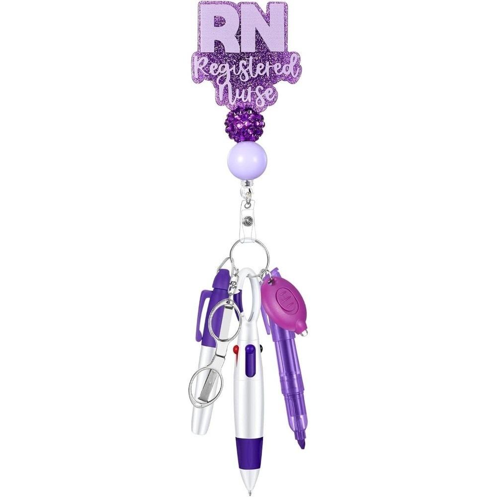 New Retractable Nurse Pen Pack Portable Durable Nurse Badge Set ID Badge Reels Lanyard Keychain Nurse Badge Clip Gift
