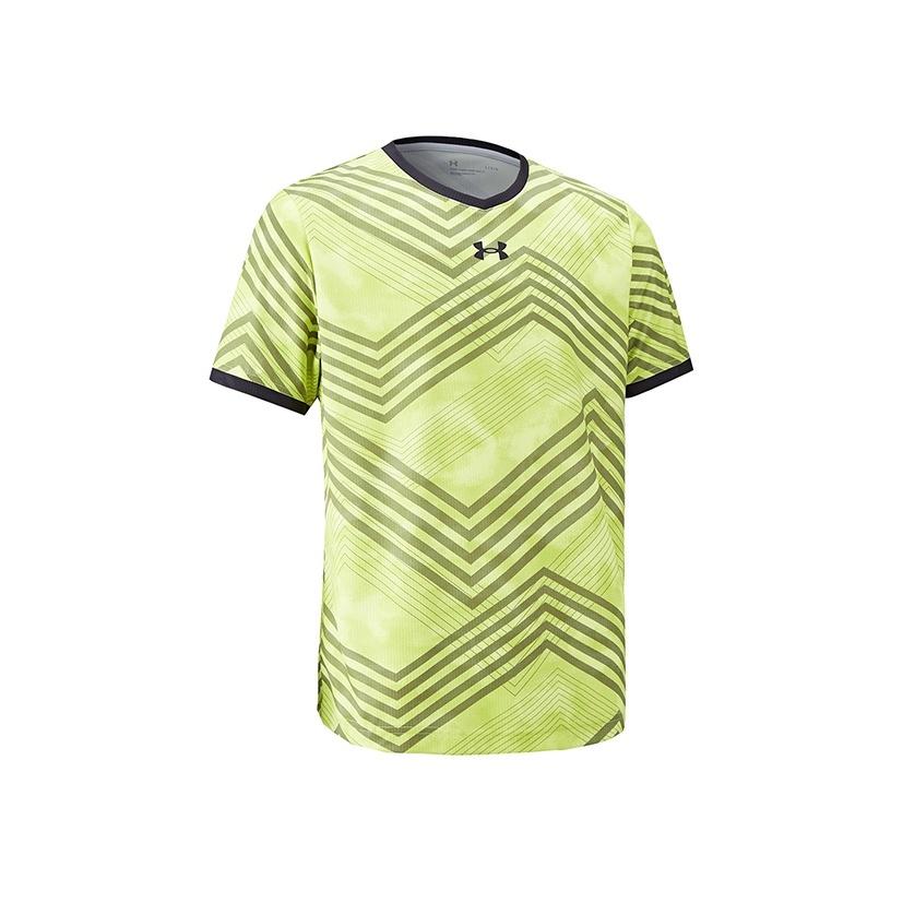 Under Armour Dopamine Stripe Print Running Fitness Breathable Short Sleeve T-Shirt Unisex Tops Yellow 23500503-790