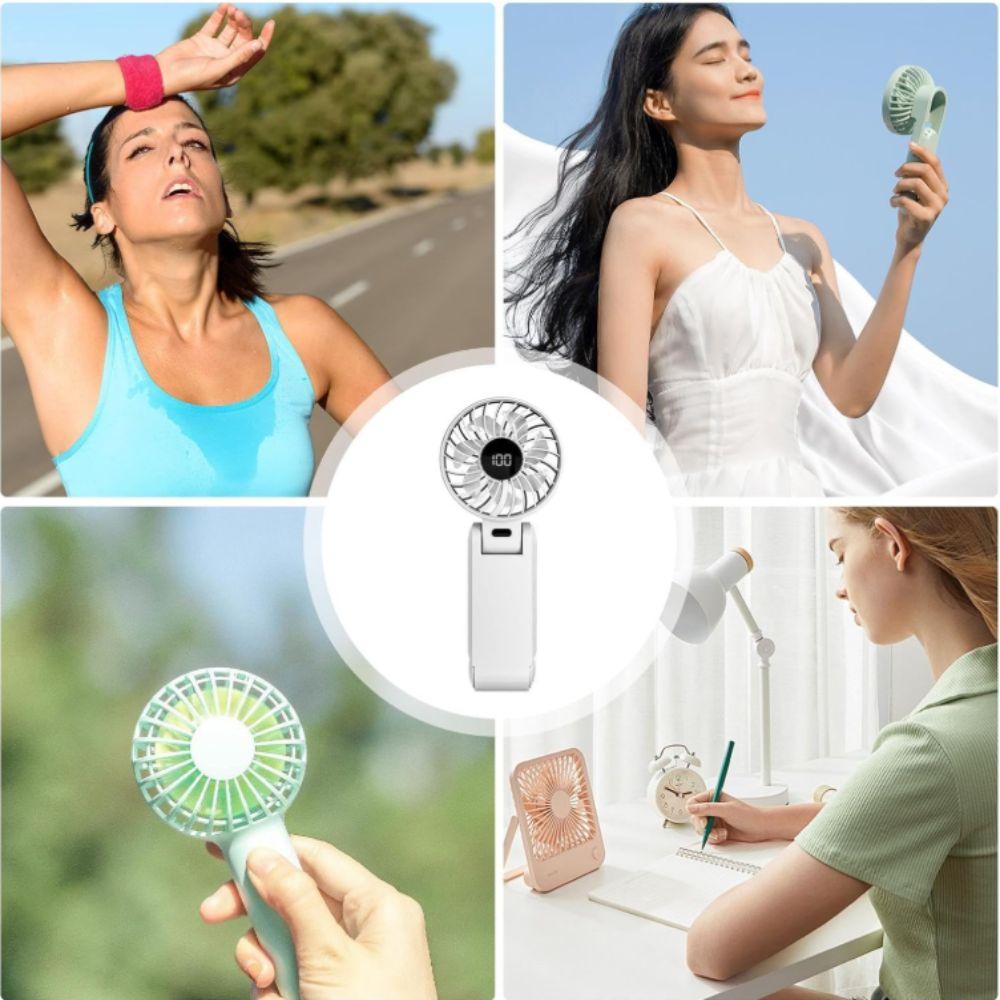 Ultra Leiser Mini Tragbarer Ventilator Digitales Display Faltbarer Ventilator Effiziente Kühlung Kleiner Ventilator Autonutzung