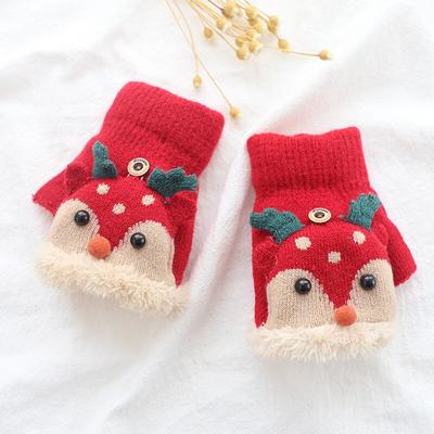 Christmas Elk Baby Gloves Half Finger Flip Cover Gloves Boys Grils Animal Warm Children Mittens Knitted Gloves Baby Stuff