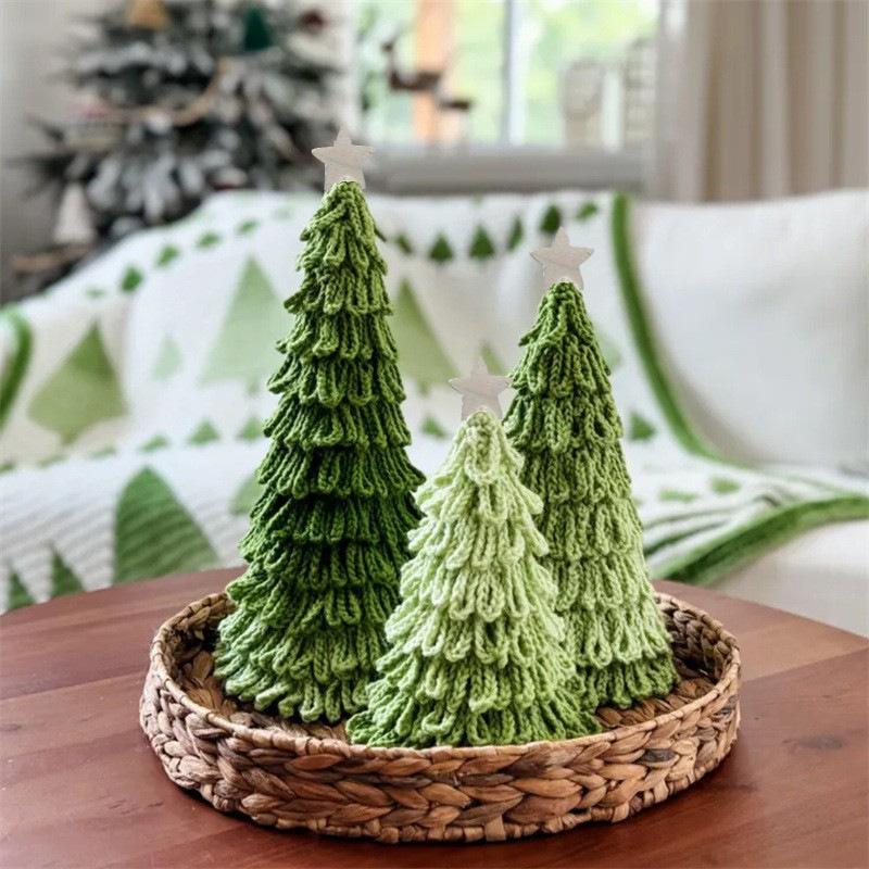 1 Piece of Cartoon Hand-woven Christmas Tree Desktop Decoration Ornaments Christmas Simulation Christmas Tree