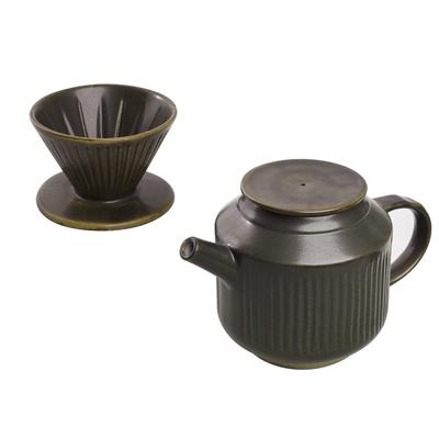 YOSHIKI Coffee Drip Set Pottery Coffee Dripper Server Stylish Coffee Server Dripper Coffee Drip Equipment Set Coffee Pot Hand Drip Pottery 650ml