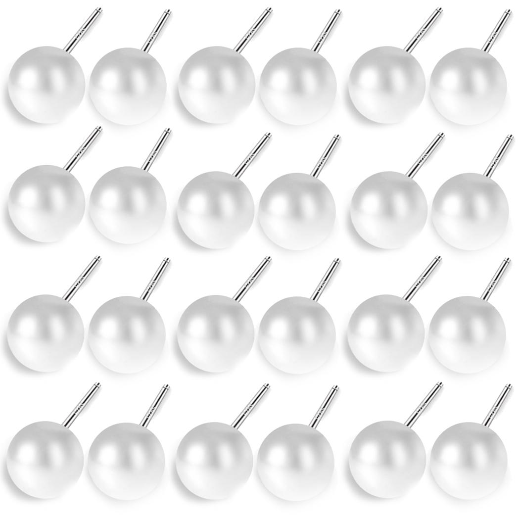 

12 пар белых серег с искусственным жемчугом для женщин и девочек, ювелирные изделия на ушах, серьги-гвоздики с жемчугом 8 мм, бижутерия Brincos