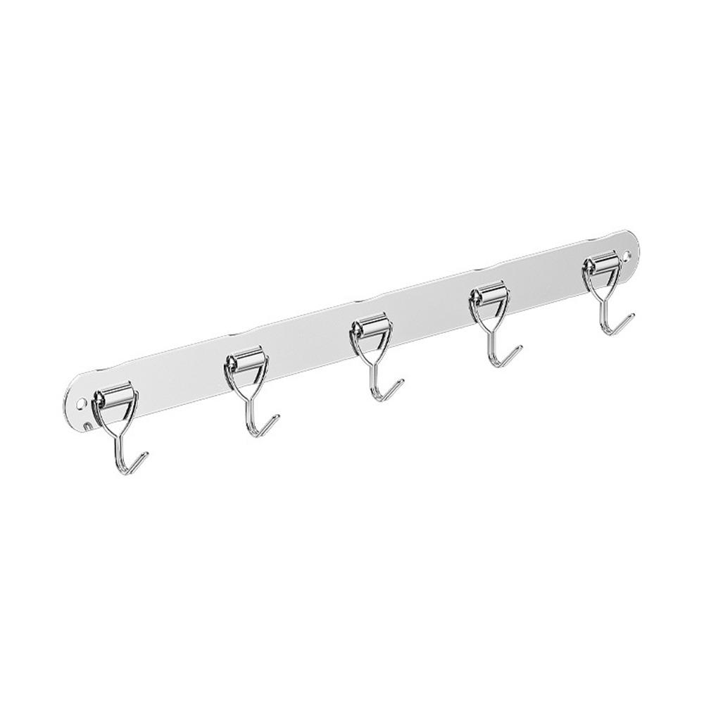 

Multi-Purpose Storage Hooks Punch-Free 5/6 Bathroom Towel Rack Strong Load-Bearing Silver Kitchen Storage Hook Accessories