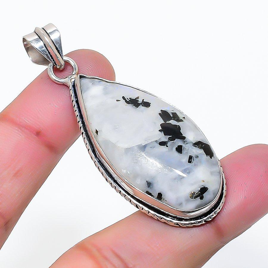 Natural Moonstone Gemstone Handmade 925 Sterling Silver Pendant 2.25 AP-15212